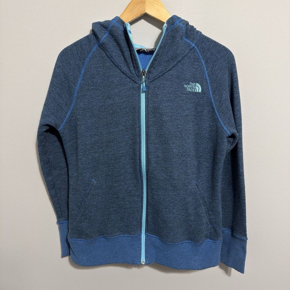 The North Face Full Zip Hoodie Womens Large Teal Blue Heathered Active Jacket
